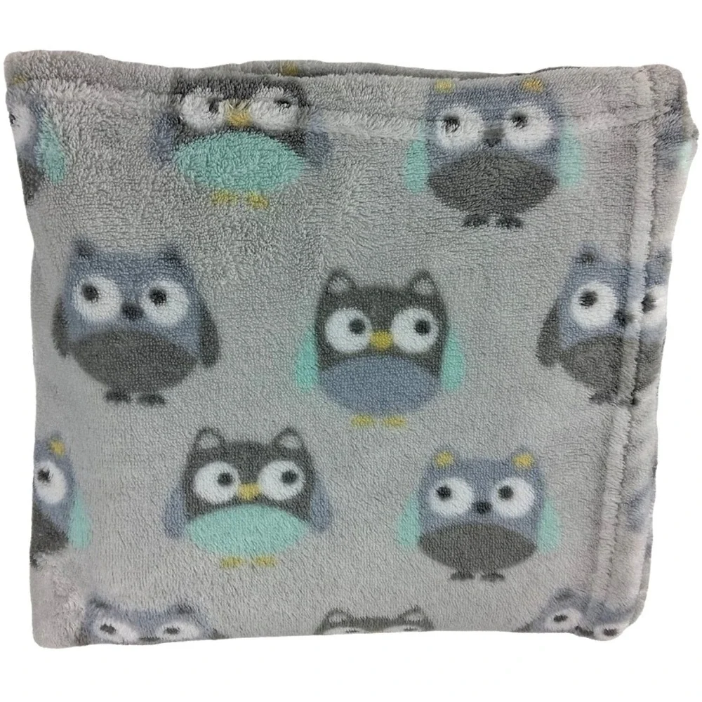 Garanimals Gray Aqua Owl Baby Blanket Soft Fleece Walmart 30x40 Unisex Bird